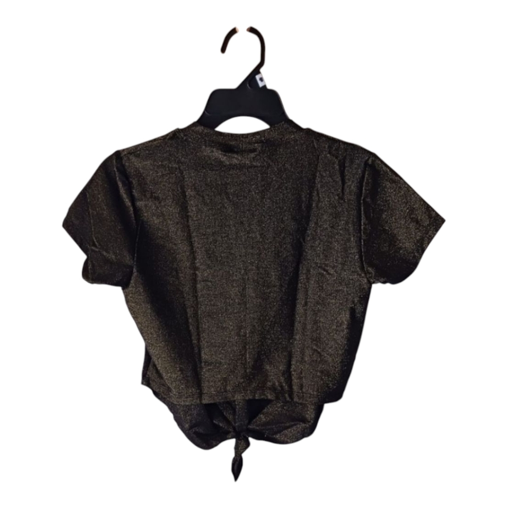 VYB Shimmer Crop Swom Shirt Black Tie Front Cover Up Top M NWT - Picture 3 of 10